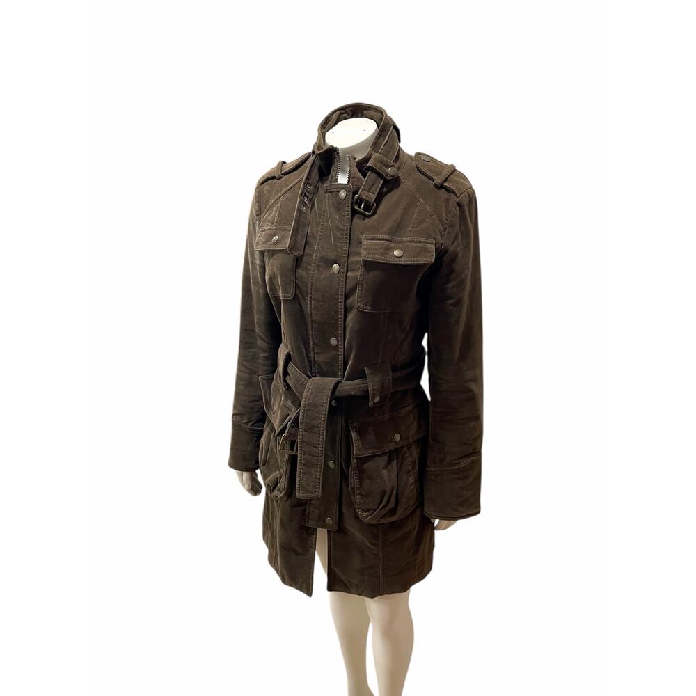 Esprit Utility Belted Jacket Green Brown Military Style Women’s Size Small - Picture 7 of 15